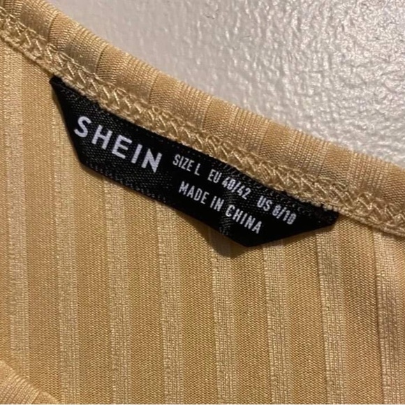 Shein Large Yellow Tan one sleeve shorts Romper - Picture 7 of 7